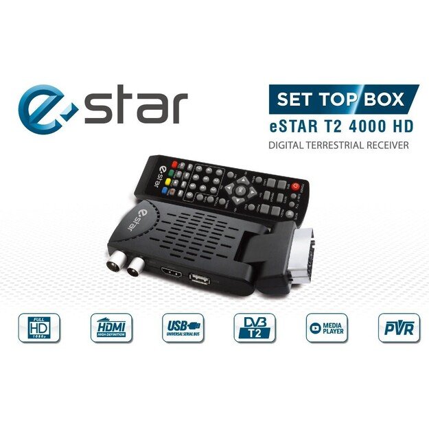 TV priedėlis eSTAR T2 4000 HD SCART, juodas