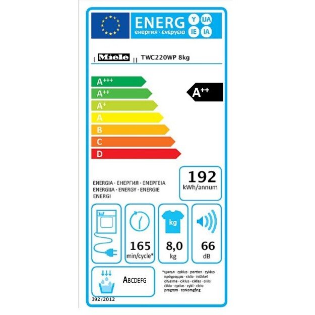 Džiovyklė MIELE TWC220 WP, 64 cm gylio