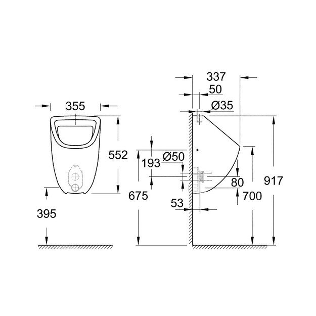 Pisuaras GROHE BAU CERAMIC 39439000