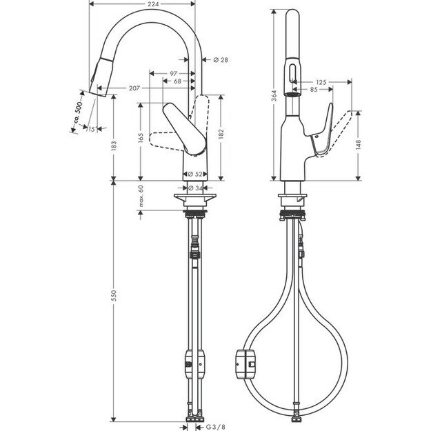 Virtuvinis maišytuvas su ištraukiama žarna Hansgrohe Focus M42, 71801000