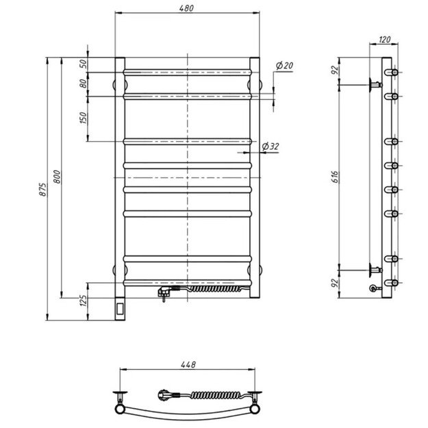 Elektrinis rankšluosčių džiovintuvas Navin Camellia 480800 Sensor, 10-507033-4880 (laidas dešineje)