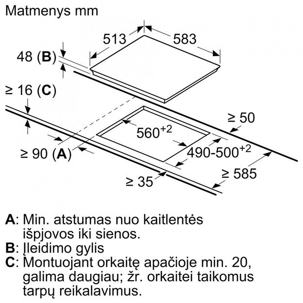 Įmontuojama elektrinė kaitlentė Bosch PKE645FP2E