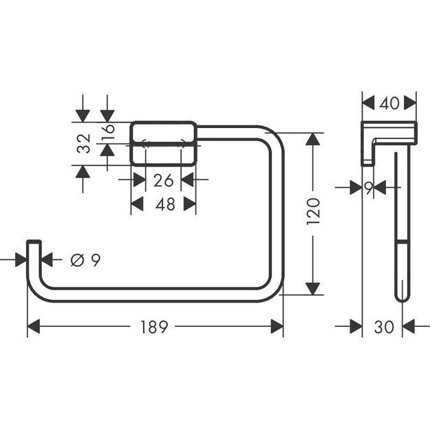 Rankšluosčio laikiklis Hansgrohe AddStoris 41754670, juodas matinis