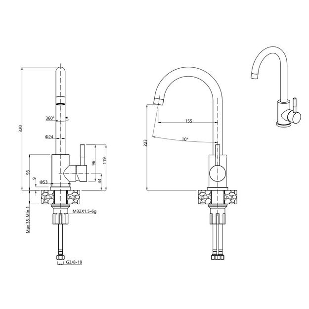 Plautuvės maišytuvas Quadron KATE, 3623500_PVDBLM 1