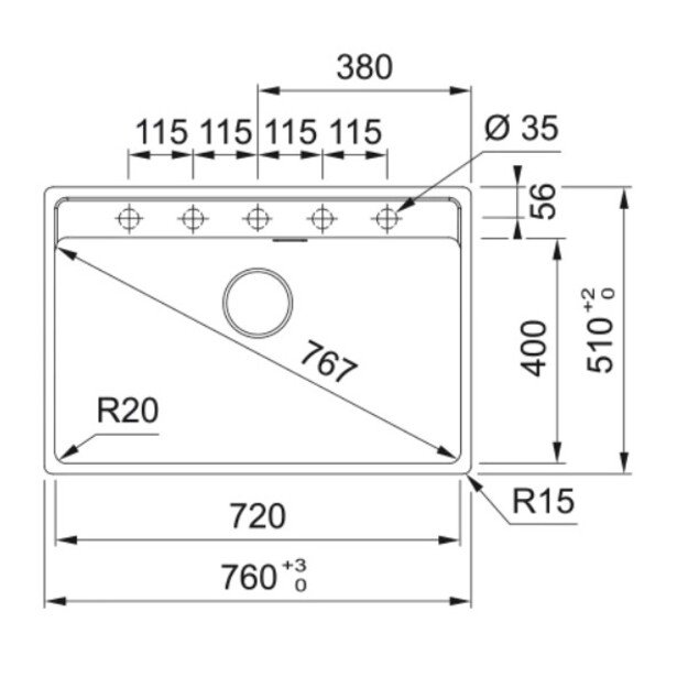 Virtuvės plautuvė Franke MRG 610-72, su ventilio valdymo mygtuku, juoda matinė, 114.0659.125 1