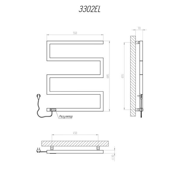 Elektrinis rankšluosčių džiovintuvas Kosser Zeta 685x550 EL, su laikmačiu, juodas (laidas kairėje) 1