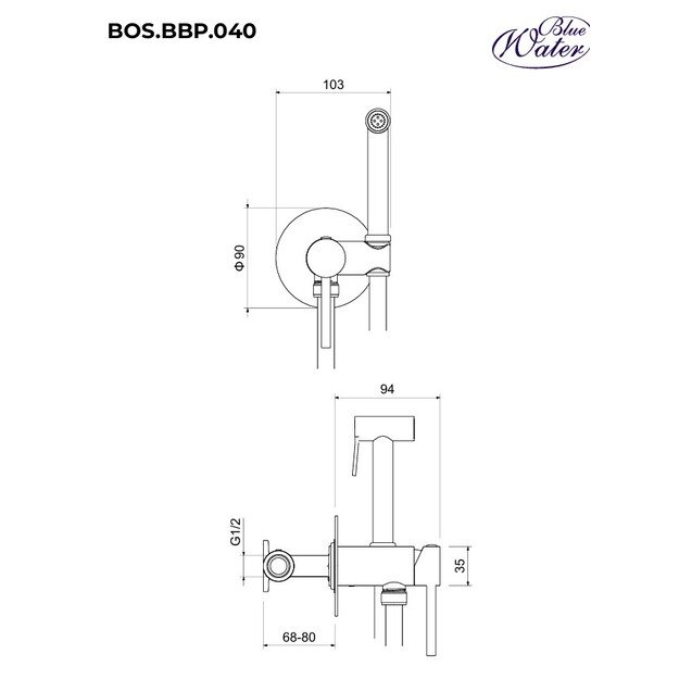 Blue Water potinkinis bidė maišytuvas Boston juodas matinis BOS-BBP.040 1