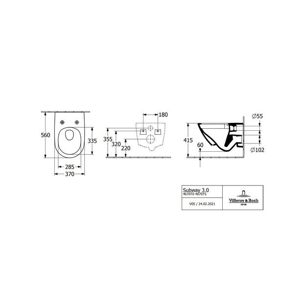 Pakabinamas klozetas su soft close dangčiu Villeroy 4670TS01 2