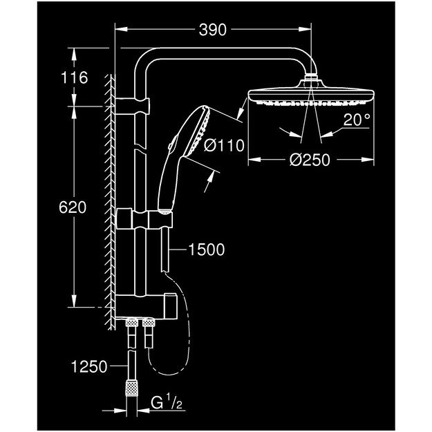 Dušo sistema Grohe Vitalio Start System 250 26680001 3