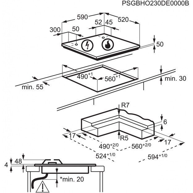 Mi&scaron;ri įmontuojama kaitlentė Electrolux KDI641723K 4