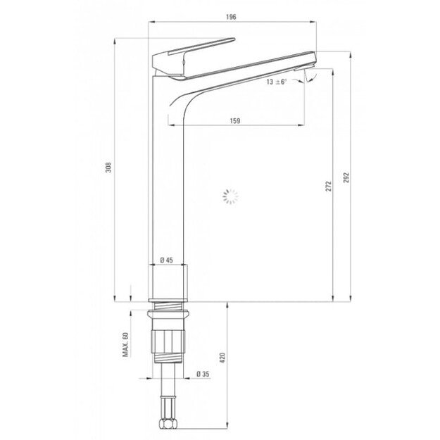 Juodas matinis praustuvo maišytuvas Deante Jasmin BGJ N20K 1