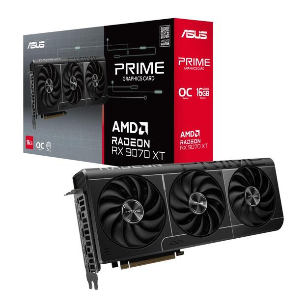 Graphics Card|ASUS|AMD Radeon RX 9070 XT|16 GB|GDDR6|256 bit|PCIE 5.0 16x|Triple slot Fansink|1xHDMI|3xDisplayPort|PRIME-RX9070XT-O16G