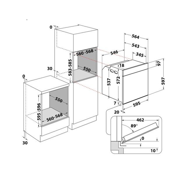 Įmontuojama orkaitė Whirlpool WOI4S8CM1SBA 2