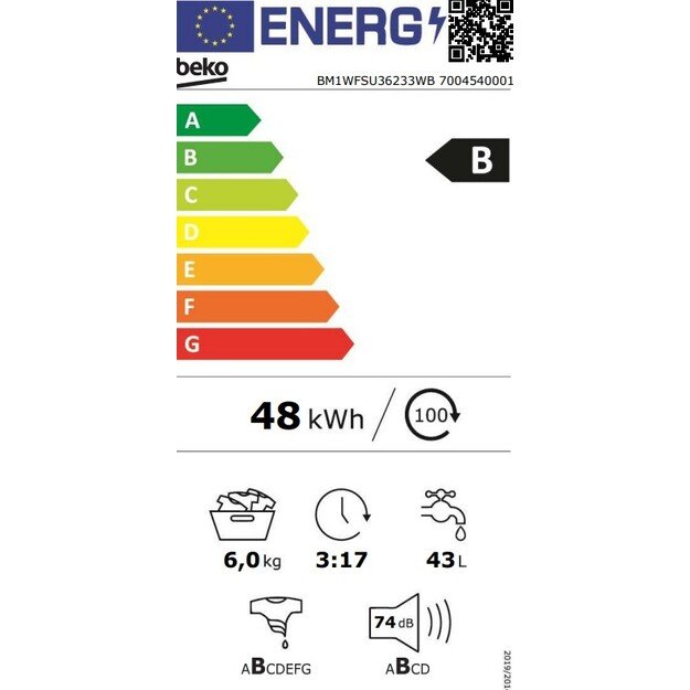 Skalbimo mašina Beko BM1WFSU36233WB 5
