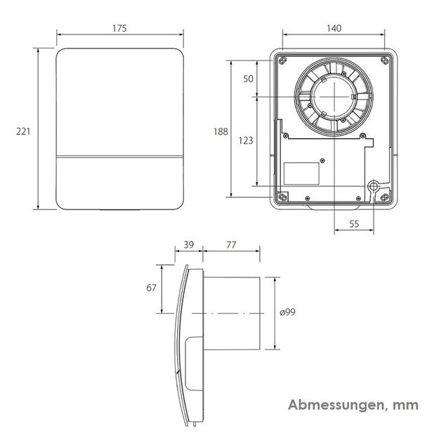 Ištraukimo ventiliatorius Vlano 100 Vair Duo T su laikmačiu 1