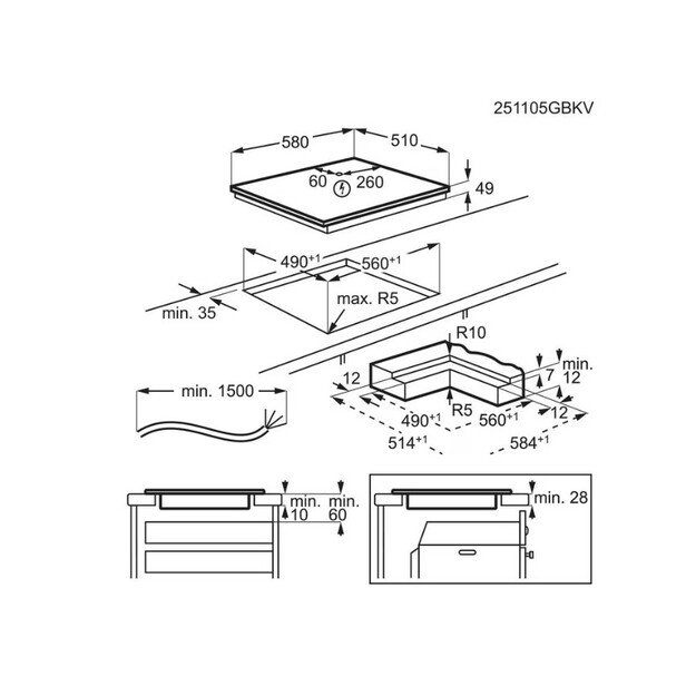 Įmontuojama indukcinė kaitlentė AEG SaphirMatt SE, Hob2Hood, TO64IA0AIT, 58 cm 1