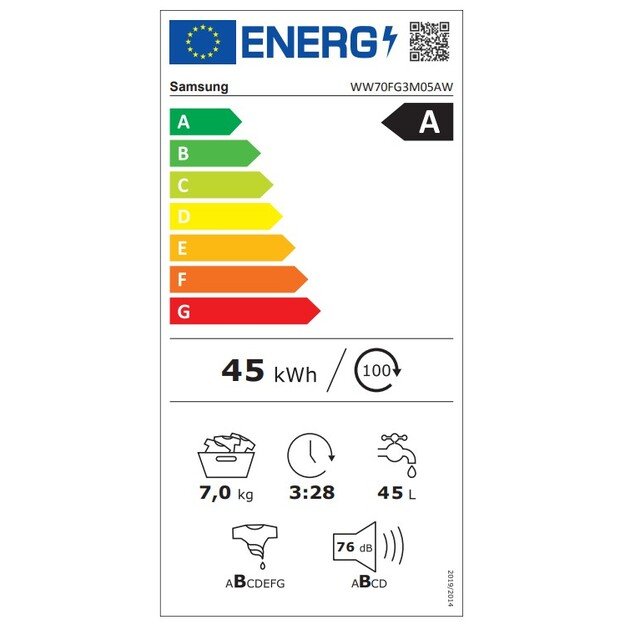 Skalbimo ma&scaron;ina Samsung WW70FG3M05AWLF, 7 kg, su A klasės energijos taupymo ir higienos garų funkcij 4
