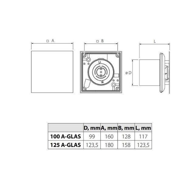 I&scaron;traukimo ventiliatorius Vlano A-100 Baltas (Pap. komplektacija)   x1A100, 4251354701624+4251354701747 4