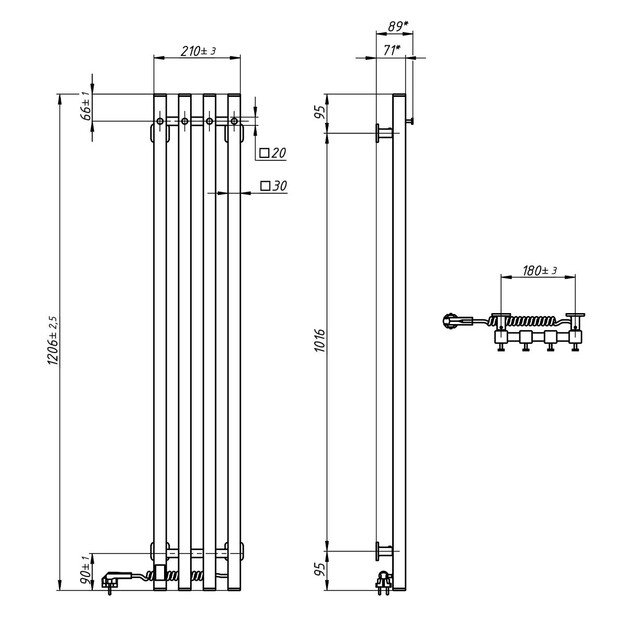 Elektrinis rank&scaron;luosčių džiovintuvas Navin Levante 210x1200, Sensor, 12-257053-2112, (laidas de&scaron;inėj 2