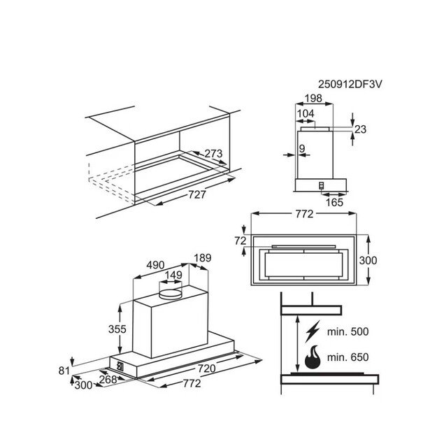 Įmontuojamas gartraukis Electrolux 900 serija Hob2Hood, LFG818K, 80 cm 1