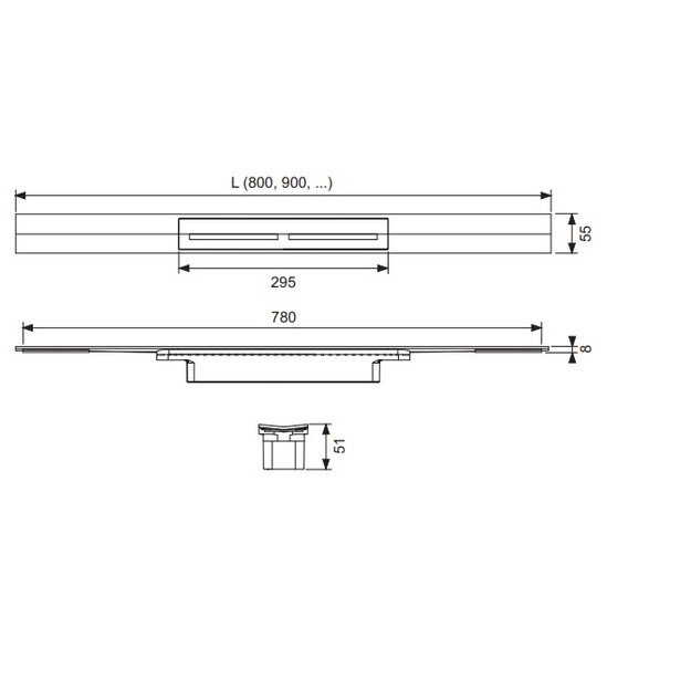 TECEdrainprofile du&scaron;o profilis, 800 mm 670800 1