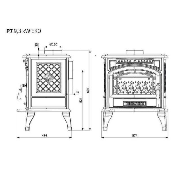 Ketaus krosnelė KAWMET P7 9.3kW ECO