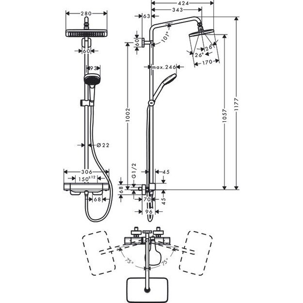 Dušo komplektas Hansgrohe Croma E 27630000