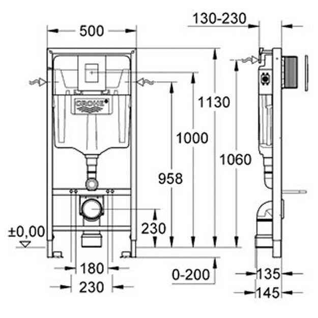 Potinkinis WC rėmas su nuleidimo klavišu Grohe 3in1 Rapid SL 38772001