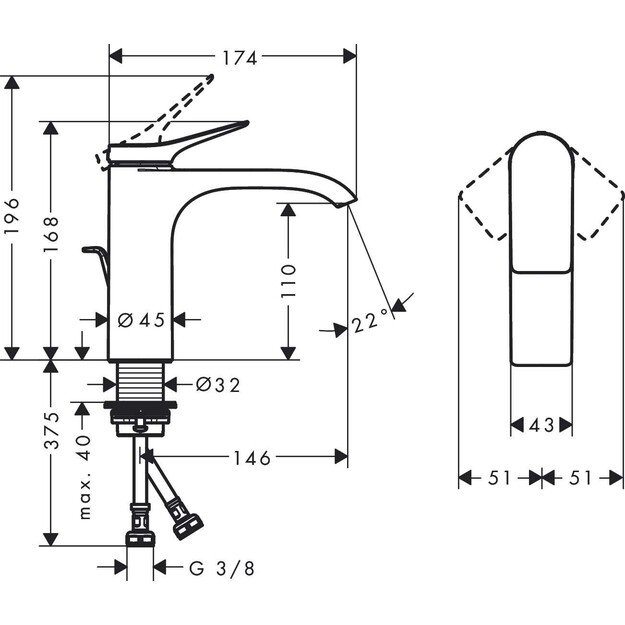 Praustuvo maišytuvas Hansgrohe Vivenis 75020670, juodas matinis