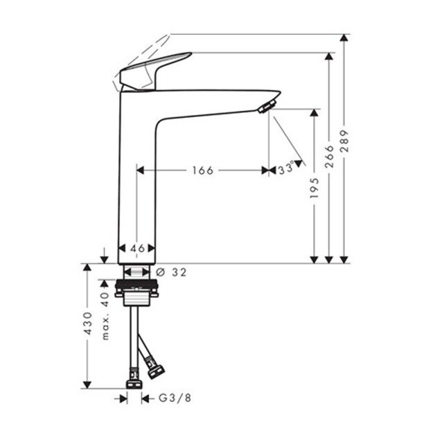 Aukštas praustuvo maišytuvas Hansgrohe MyCube 71012000