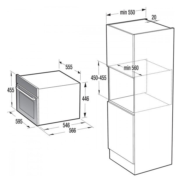 Įmontuojama kompaktiška orkaitė su mikrobangų funkcija Gorenje BCM598S17BG