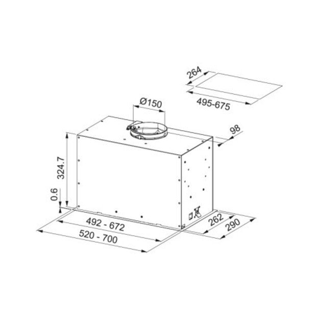 Įmontuojamas gartraukis Franke BOX FLUSH EVO FBFE XS A52, nerūdijančio