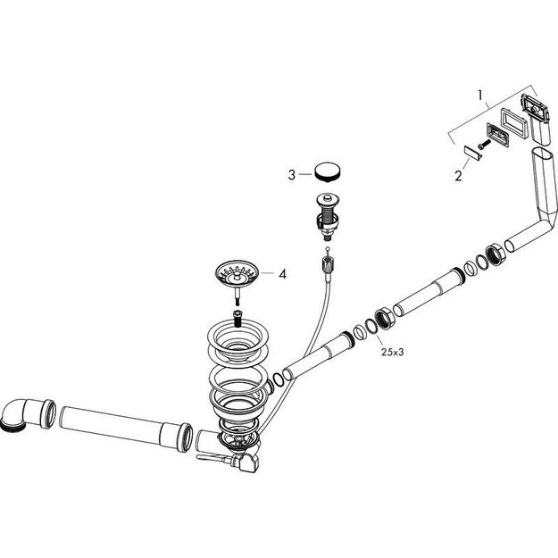 Automatinis dugno vožtuvo ir persipildymo rinkinys Hansgrohe D14-11, 43931800