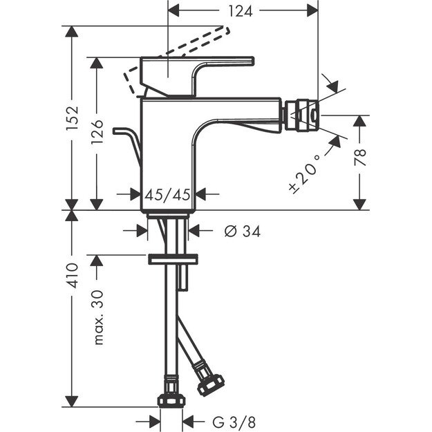 Bidė maišytuvas Hansgrohe Vernis Shape 71211670, juodas matinis