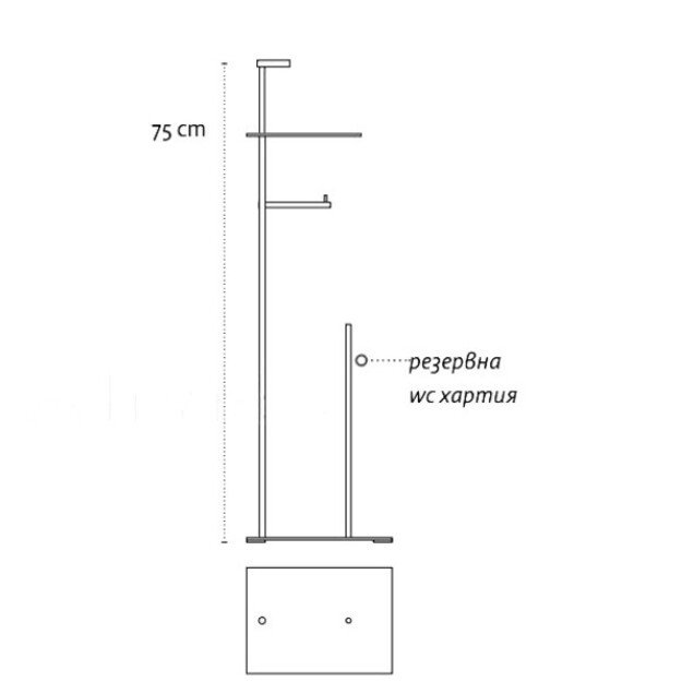 Stovas su tualetinio popieriaus laikikliu ir lentynėle Kapitan NETS 96 62, chromo