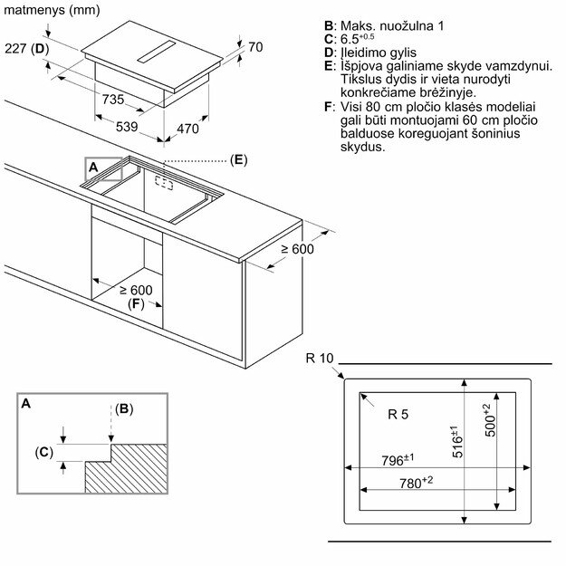 Indukcinė kaitlentė su integruota ventiliacijos sistema Neff T58PL6EX2