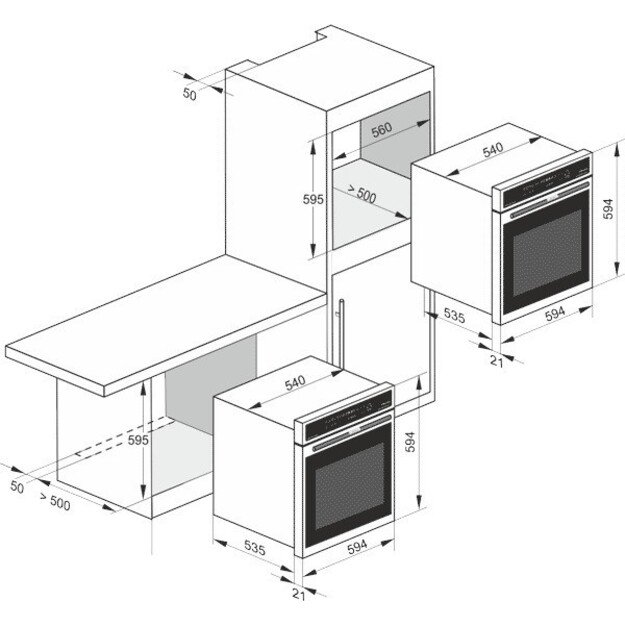 Įmontuojama dujinė orkaitė Kaiser EG 6374 Sp