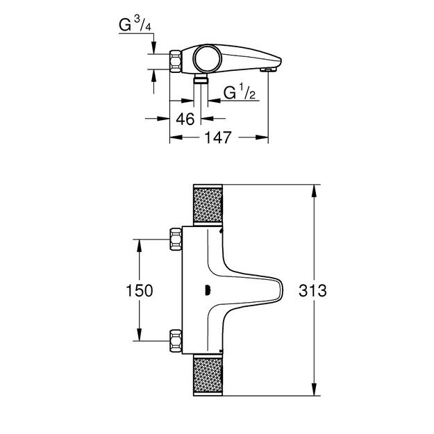 Termostatinis vonios/dušo maišytuvas Grohe Grohtherm 1000 Performance 34830000