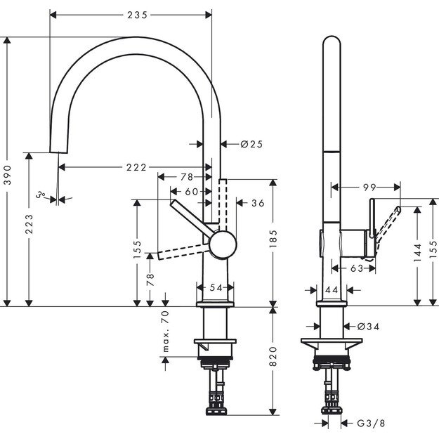 Maišytuvas plautuvei Hansgrohe Talis M54 270 72804000 1