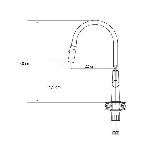 Plautuvės maišytuvas su lanksčia žarna ir dušelio funkcija Quadron GINA, 3922505_BSGR, plieno/pilka 1