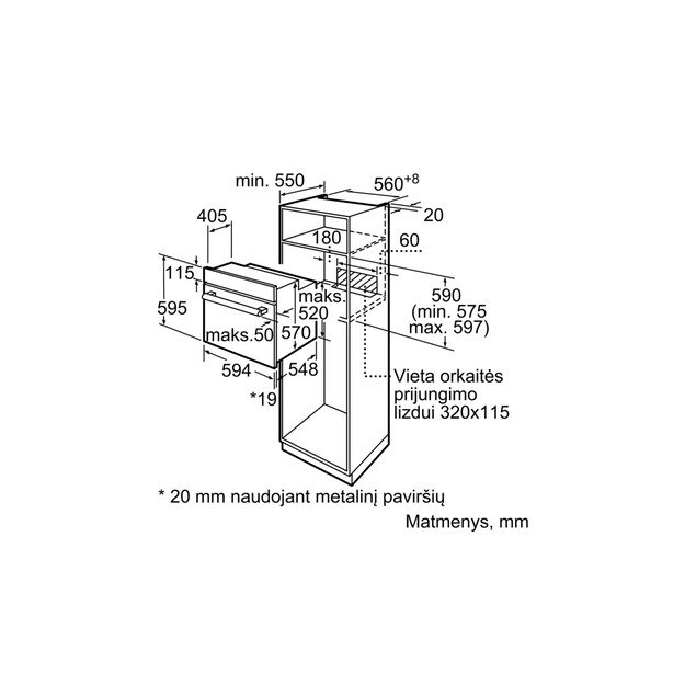 Įmontuojama orkaitė Bosch HBF113BR1S 4