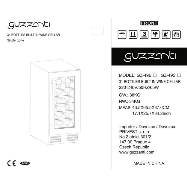 Vyno šaldytuvas Guzzanti GZ-49B 2