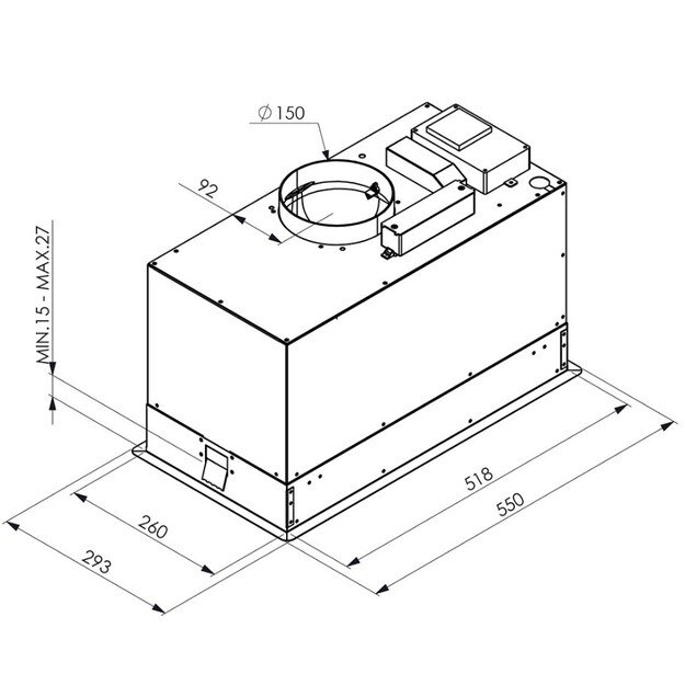 Įmontuojamas gartraukis Allenzi Tecnowind GH30 IX A CLASS, nerūdijančio plieno spalvos 2