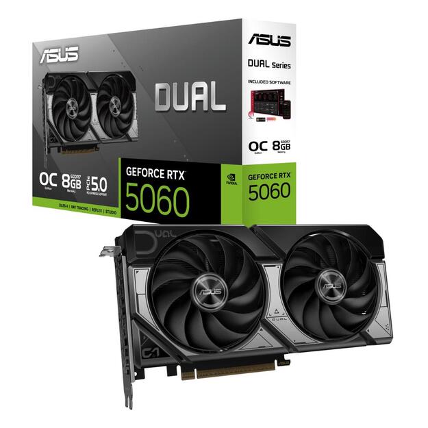 Graphics Card|ASUS|NVIDIA GeForce RTX 5060|8 GB|GDDR7|128 bit|PCIE 5.0 16x|Dual Slot Fansink|1xHDMI|3xDisplayPort|DUAL-RTX5060-O8G