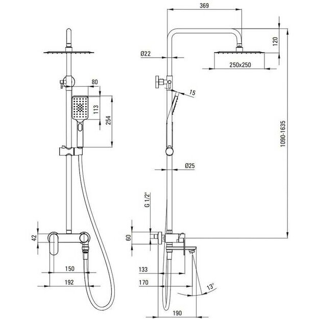 Dušo sistema DEANTE Alpinia NAC_N1AM, juodas 1