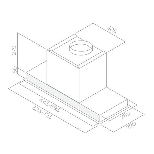 Įmontuojamas gartraukis Elica HIDDEN 2.0 IX/A/60 PRF0092333A 3