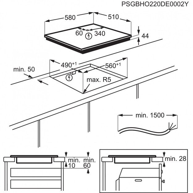 Įmontuojama indukcinė kaitlentė Electrolux EIS62453IZ 6