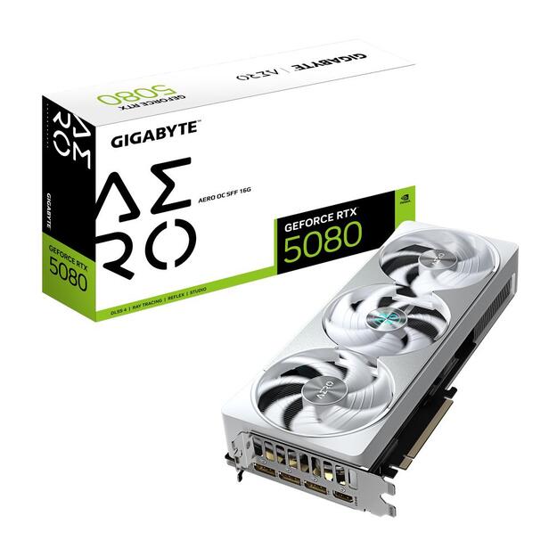 Graphics Card|GIGABYTE|NVIDIA GeForce RTX 5080|16 GB|GDDR7|256 bit|PCIE 5.0 16x|GPU 2617 MHz|Dual Slot Fansink|1xHDMI|3xDisplayPort|GV-N5080AEROOC-16GD1.0