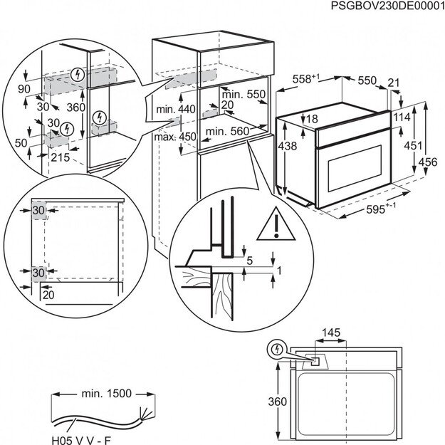 Įmontuojama kompaktinė orkaitė Electrolux LVL8E09Z 2