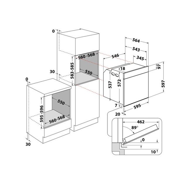 Įmontuojama orkaitė Whirlpool WOI6A8HT1SBA 2